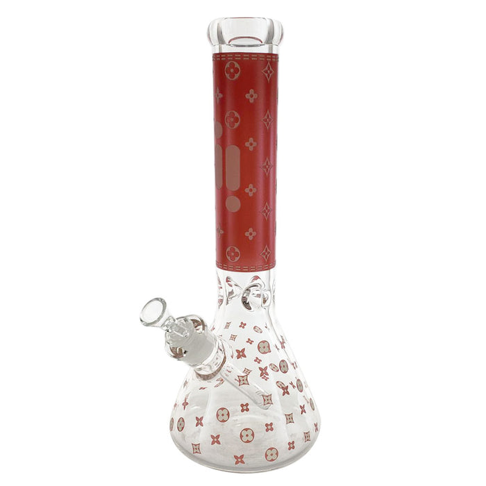 Infyniti 14" Beaker w/ Ice Pinch & Glow-in-the-Dark Colored Star Print - Red | Jupiter Grass