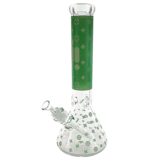 Infyniti 14" Beaker w/ Ice Pinch & Glow-in-the-Dark Colored Star Print - Green | Jupiter Grass