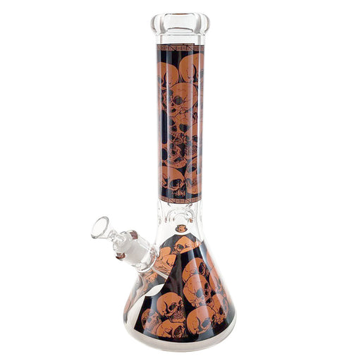 Infyniti 14" Beaker w/ Ice Pinch & Skull Print - Orange | Jupiter Grass