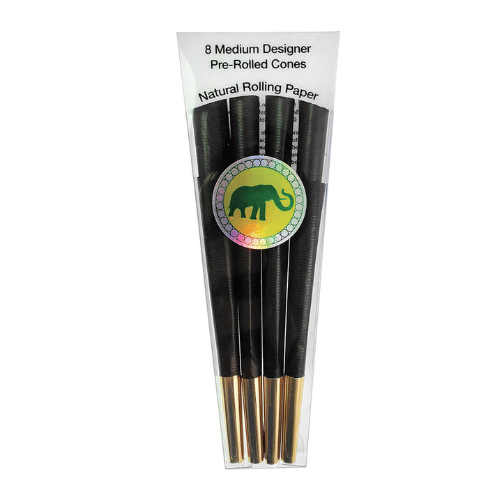 Elephant Brands - Pre-Rolled Designer Cones 8 Per Pack - Black W/ Gold Tip | Jupiter Grass