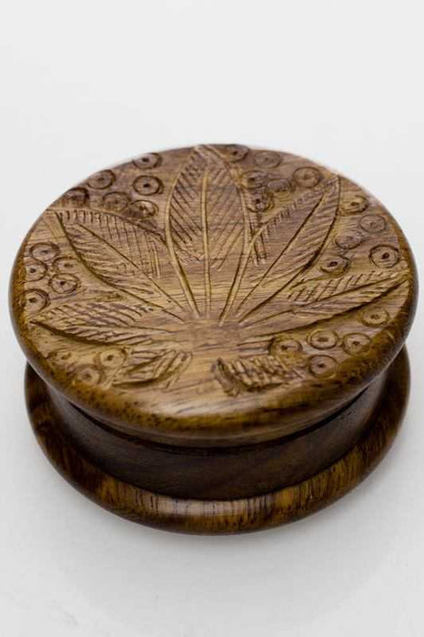 Leaf Carved  2-Parts Wooden Grinder | Jupiter Grass