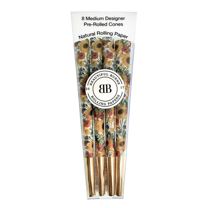Beautiful Burns - Pre-Rolled Designer Cones 8 Per Pack - Sunflower Salutaions | Jupiter Grass