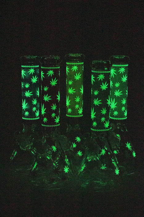 14" Leaf 7mm Glow In The Dark Bong | Jupiter Grass