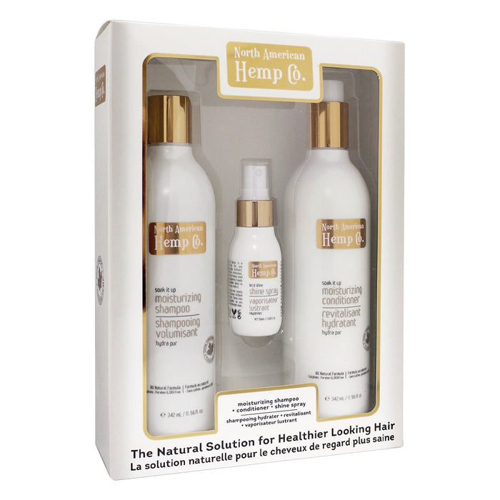 North American Hemp Co. Hair Care Gift Set W/ Moisturizing Shampoo & Conditioner & Shine Spray | Jupiter Grass