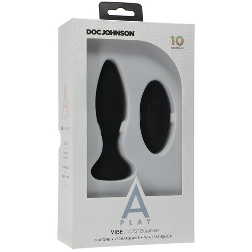 Doc Johnson- A-Play Beginner Vibe Silicone Anal Plug with Remote Black | Jupiter Grass