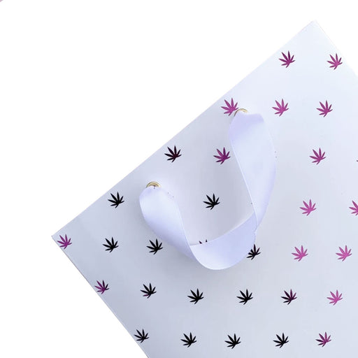 Kushkards Gift Bag - White Bag W/ Magenta Leaves | Jupiter Grass