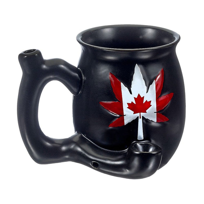 Premium Roast & Toast Ceramic Mug W/ Pipe - Black Mug W/ Cannabian Flag | Jupiter Grass