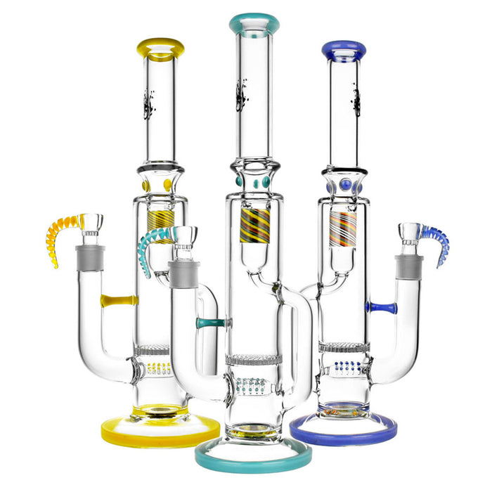 PULSAR 15.5" INLINE RECYCLER W/ HONEYCOMB PERC, REVERSAL ON BASE & RECYCLER, ASSORTED COLOR ACCENTS | Jupiter Grass
