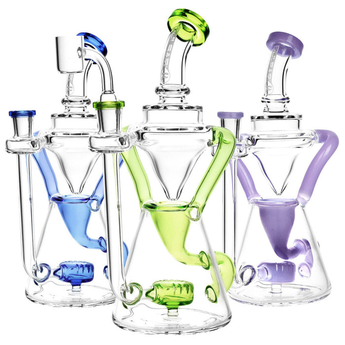 Pulsar 9.5" Elegance Gravity Fed Recycler W/ Disc Perc & Color Accents | Jupiter Grass