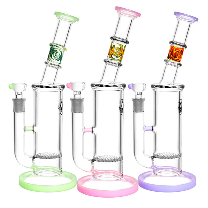 Pulsar 12" Honeycomb Perc Bubble W/ Reversal Working In Neck & Color Accents | Jupiter Grass
