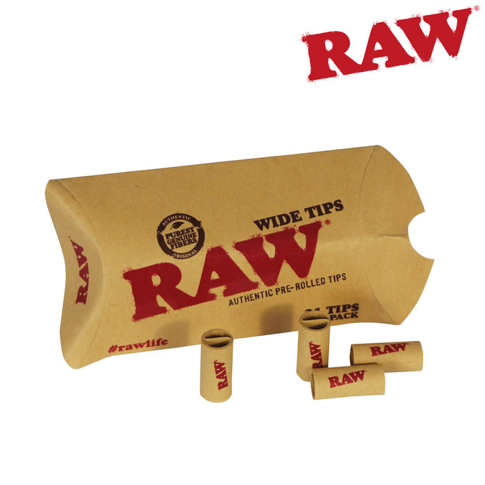 RAW WIDE PRE-ROLLED UNBLEACHED TIPS- PILLOW PACK | Jupiter Grass