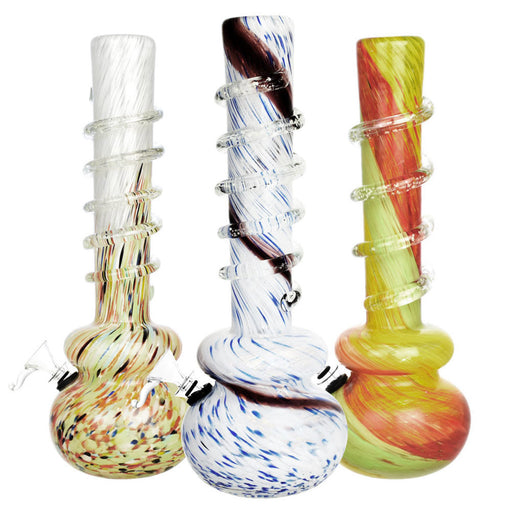 SOFT GLASS - 12" DOUBLE BUBBLE WOODSTOCK W/ WRAPPING, ASSORTED COLORS | Jupiter Grass