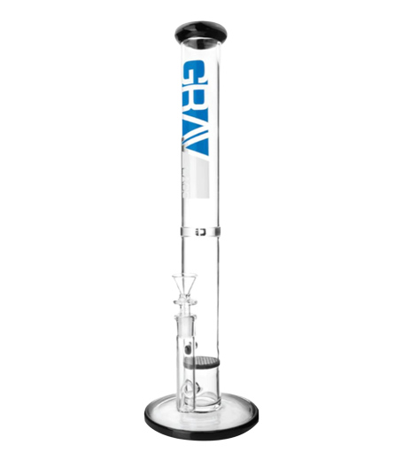 Straight Tube w/ Honeycomb Disc Perc by Grav - 16" 44 x 4mm - Black Color Accent | Jupiter Grass