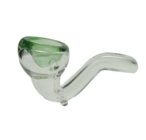 Mini Glass Pipe Clear Sherlock W/ Colored Bowl | Jupiter Grass