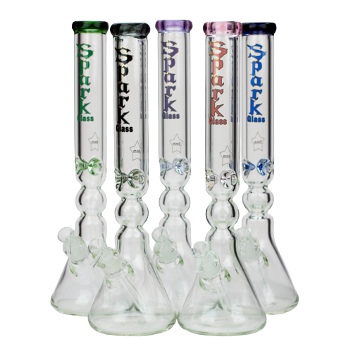 17.5" Spark 9mm Curbed Tube Glass Water Bong | Jupiter Grass