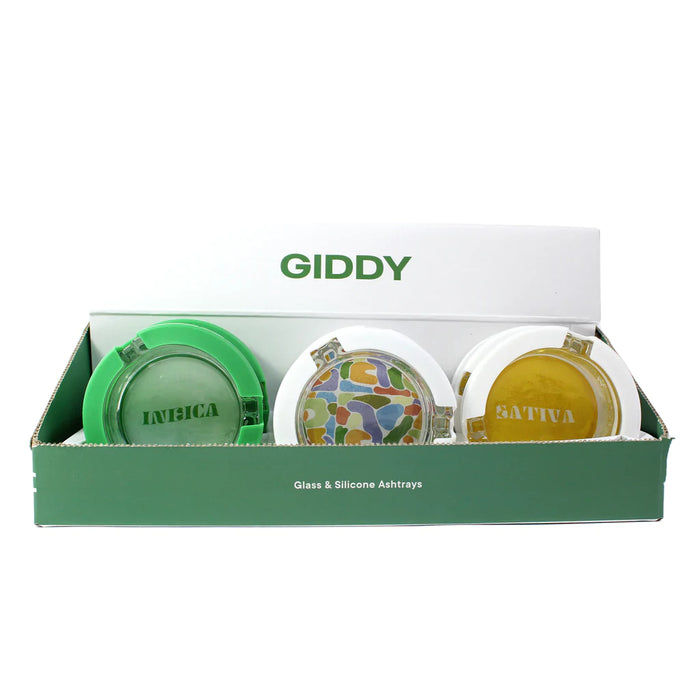 Giddy 3" Glass Ashtray W/ Silicon Cover - Box Of 6 | Jupiter Grass