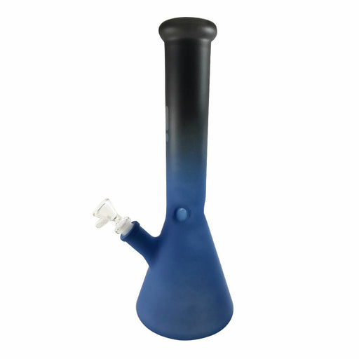 14" 9MM TWO-TONE FROSTED BEAKER W/ ICE PINCH - BLACK & BLUE | Jupiter Grass