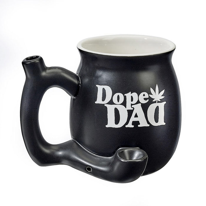 Premium Roast & Toast Ceramic Mug W/ Pipe - Dope Dad Black Mug W/ White Text | Jupiter Grass