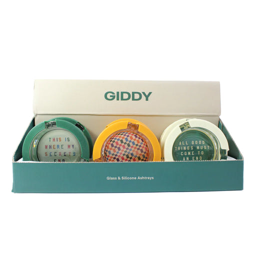 Giddy 3" Glass Ashtray W/ Silicon Cover - Box Of 6 | Jupiter Grass