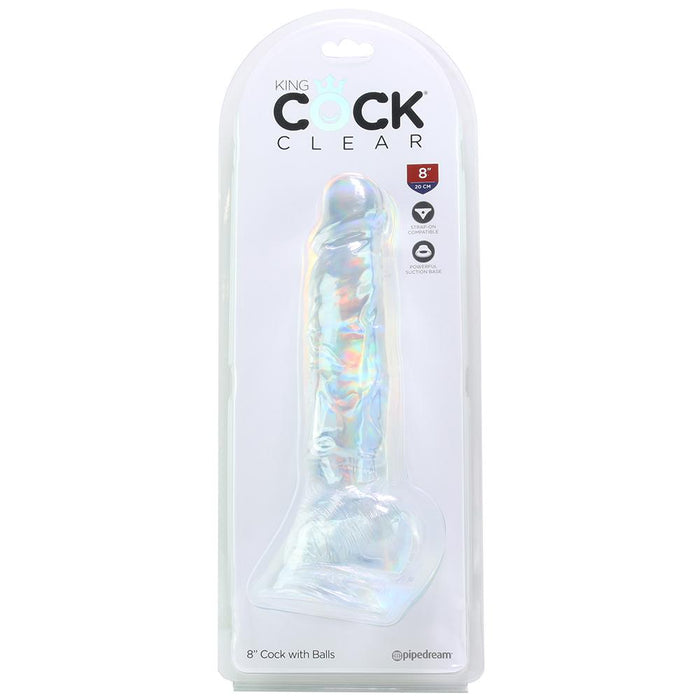 King Cock 8" Clear Cock with Balls in Clear | Jupiter Grass